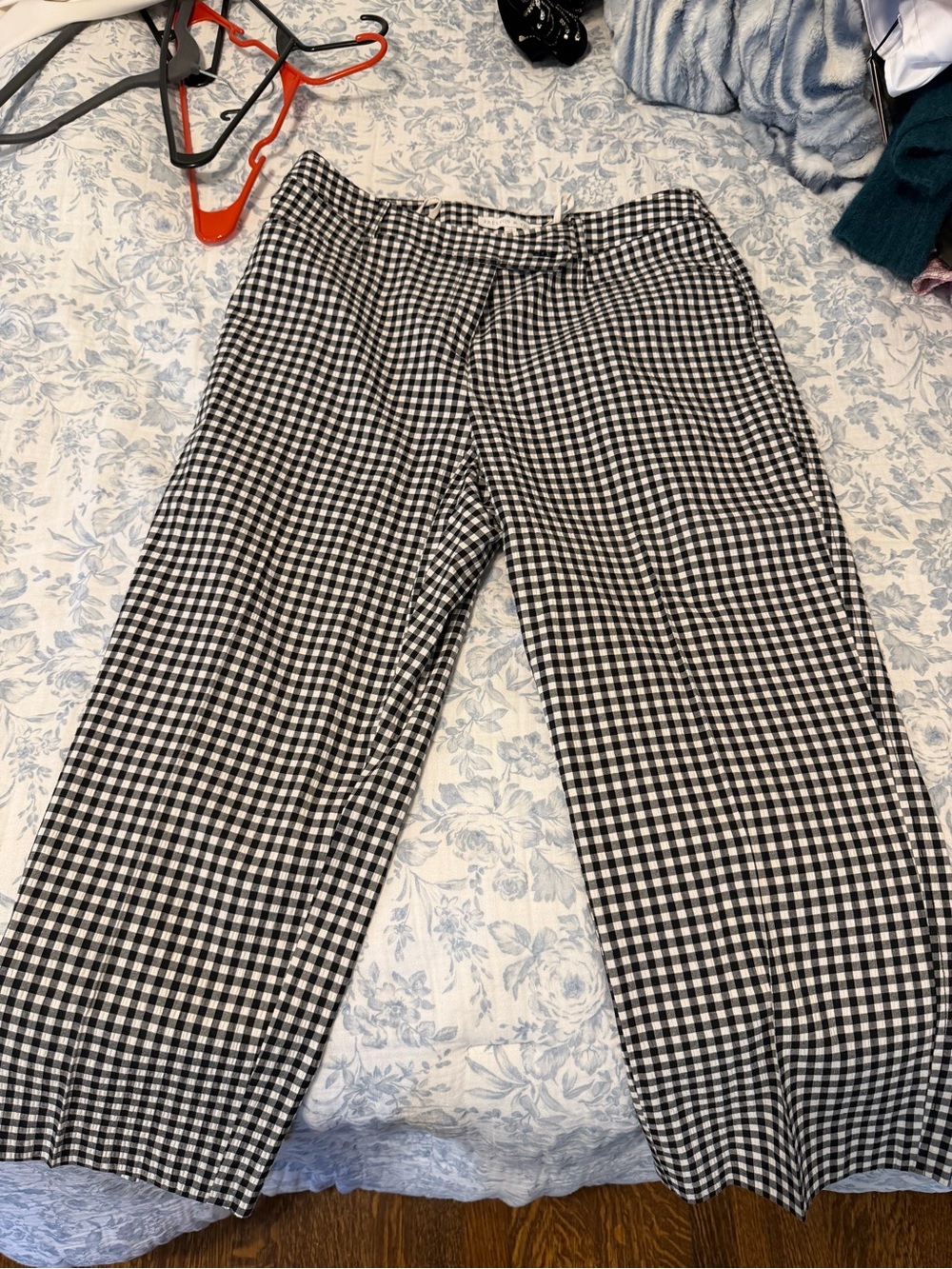 Preston & York Black and White Gingham Wide-Leg Pants